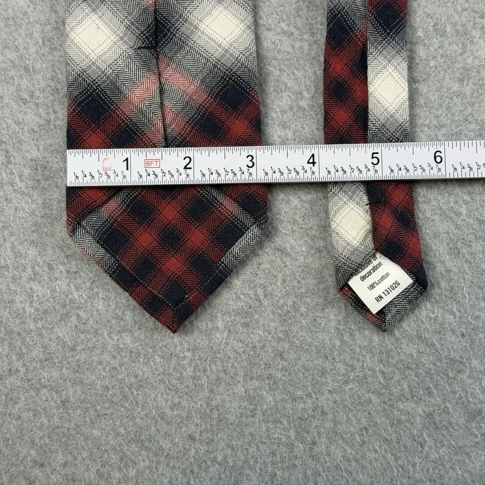 Onassis 100% Cotton Plaid Neck Tie Black Red Gray White‎ Standard 58x3.1